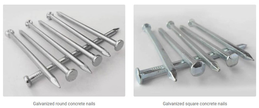 Galvanized steel concrete nails 