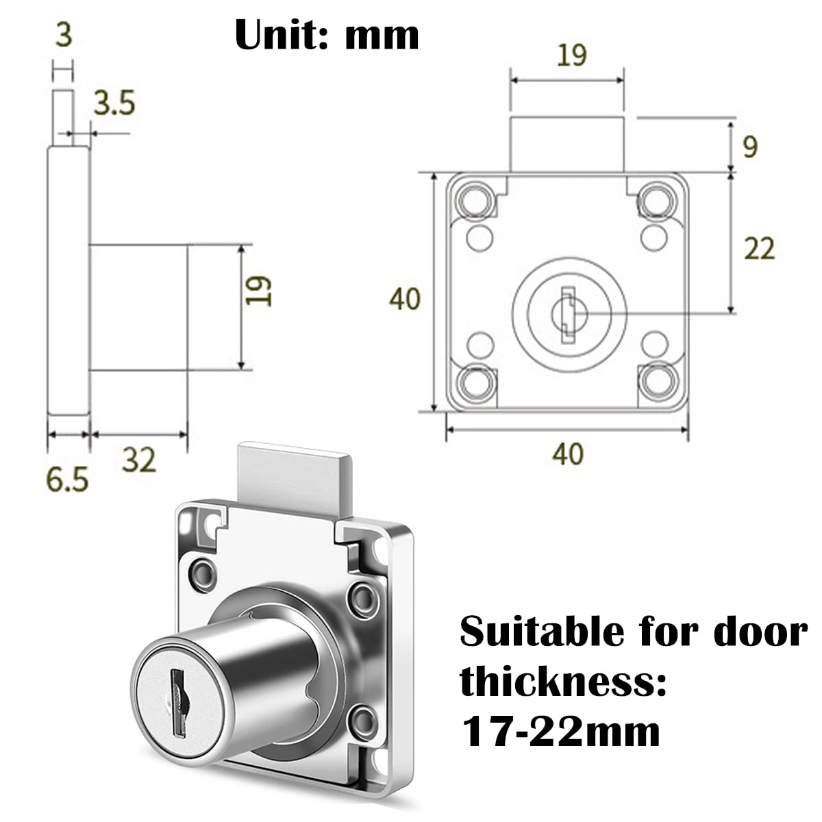 Furniture Hardware Cabinet Mailbox Lock for Drawer 138-22