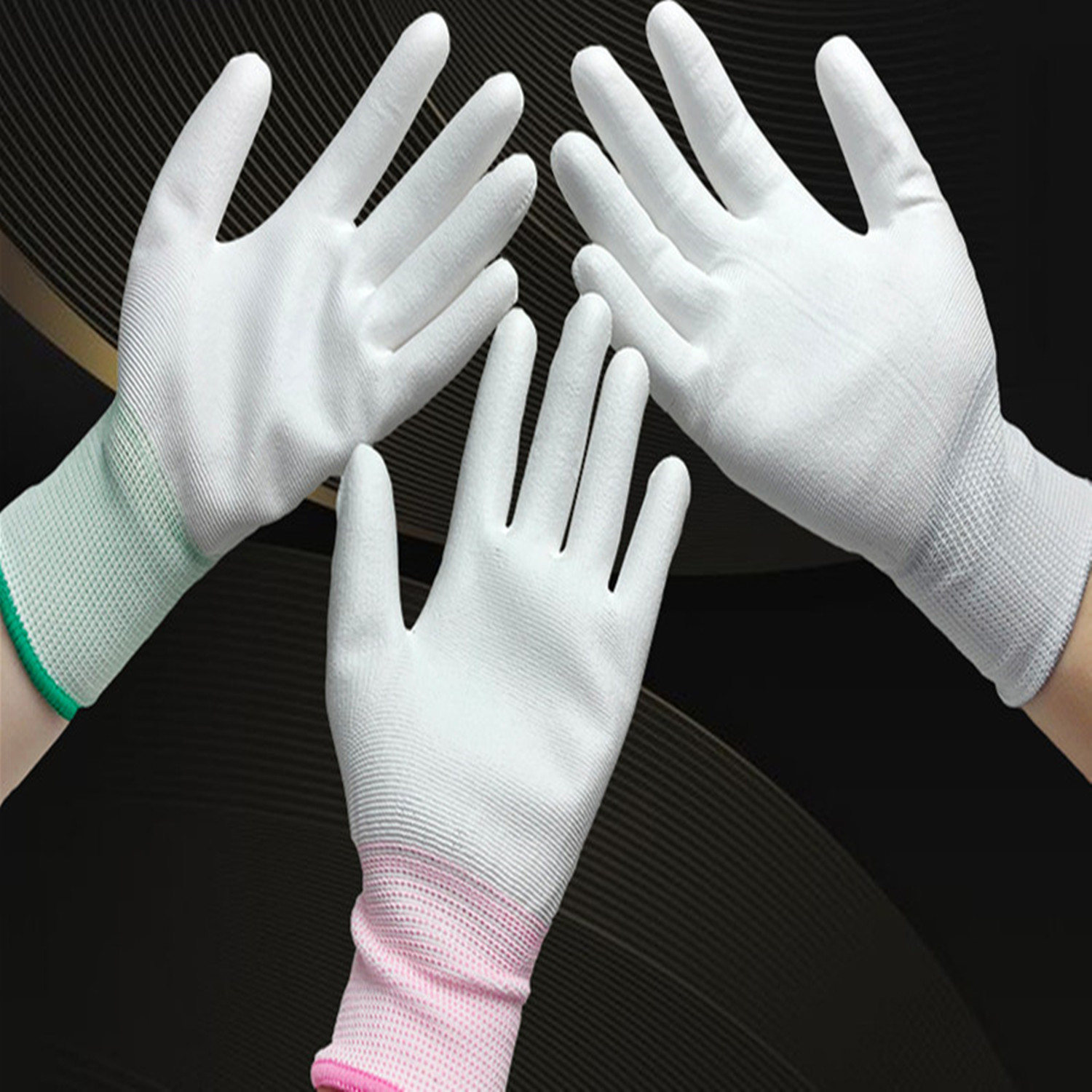 Pu white coated gloves wear-resistant anti-static gloves