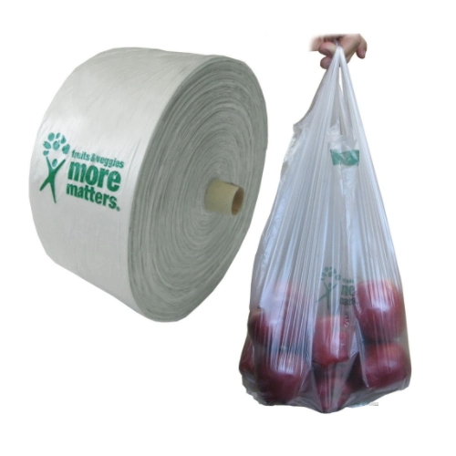 Hot Sell Eco T-Shirt Handles PVC Plastic Bags on Roll