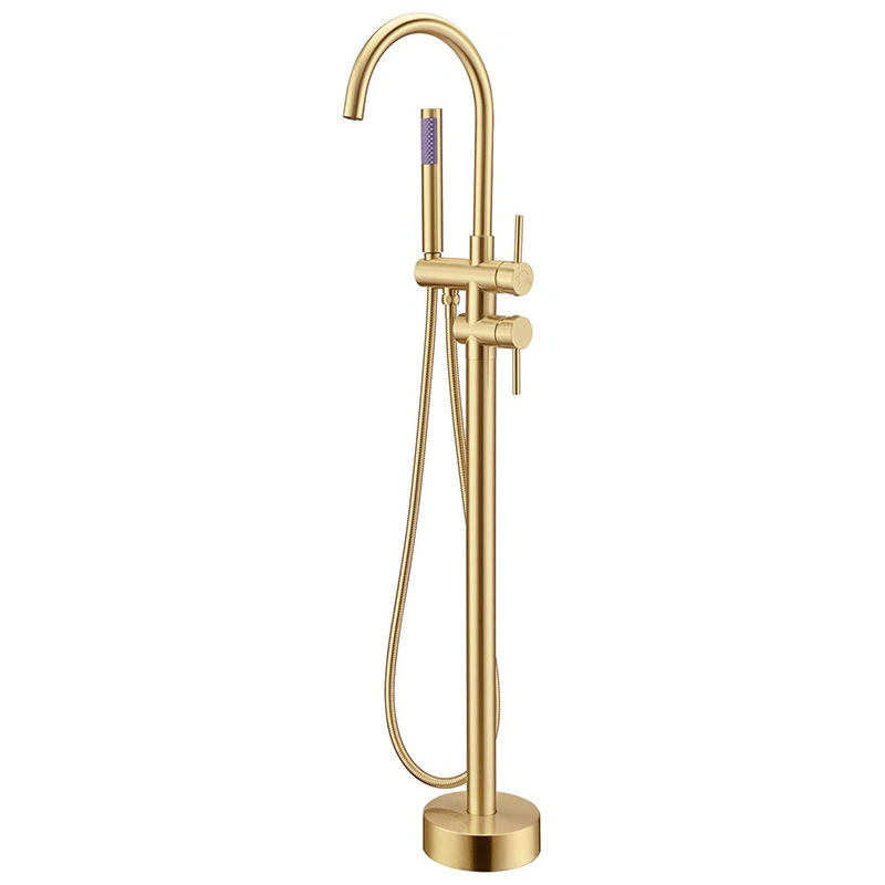 Floor Bathtub Faucet Drawing Gold Copper Wire Vertical Into The Wall Basin Faucet