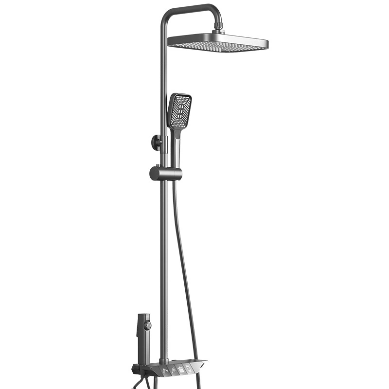 Bathroom Rain Black Shower Mixer Shower Bathing Set Contemporary Exposed Shower Faucet System Dual Handle