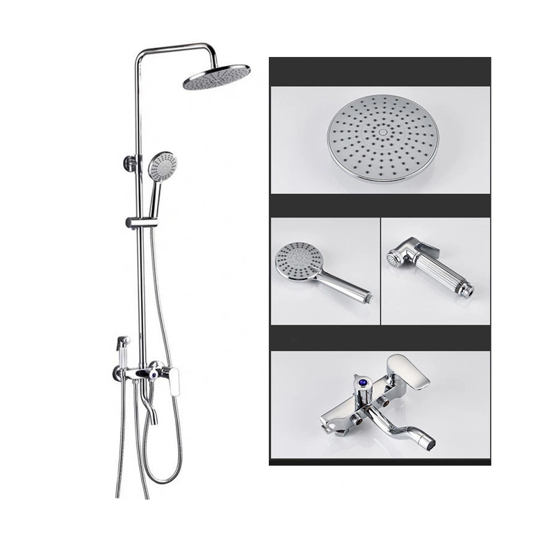 Gun Gray Piano Key Four Block Bathroom Key Shower Set Copper Pressurized Shower Head