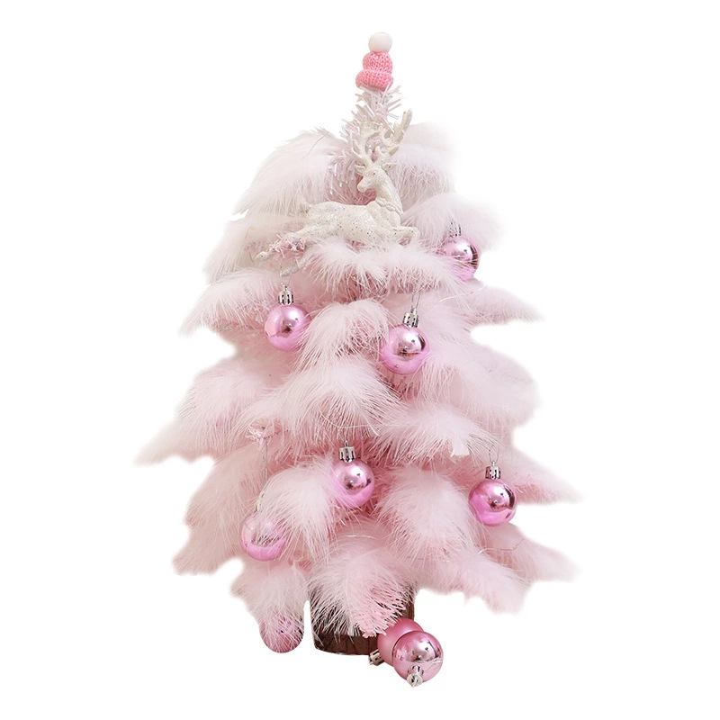 Pink Christmas Tree Feather Package Desktop Small Christmas Tree