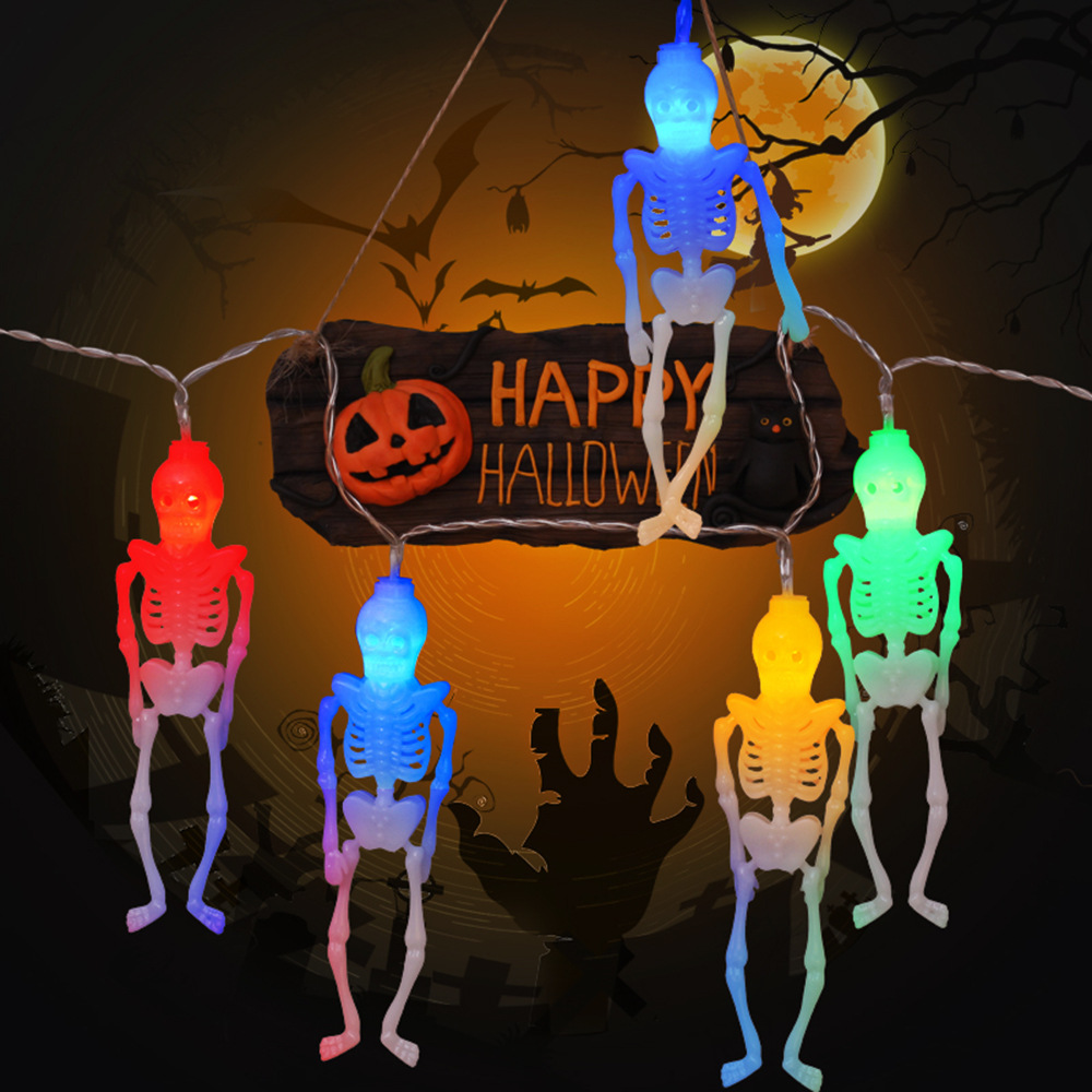 Halloween Pumpkin Battery Lamp LED Lantern Gauze Skull String Light