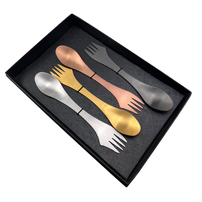Double-Ended Stainless Steel Matte Tableware Fork and Spoon in One