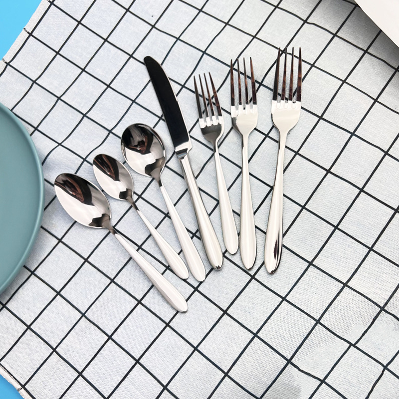 Stainless Steel Mirror Simple Knife Fork and Spoon Tableware Set