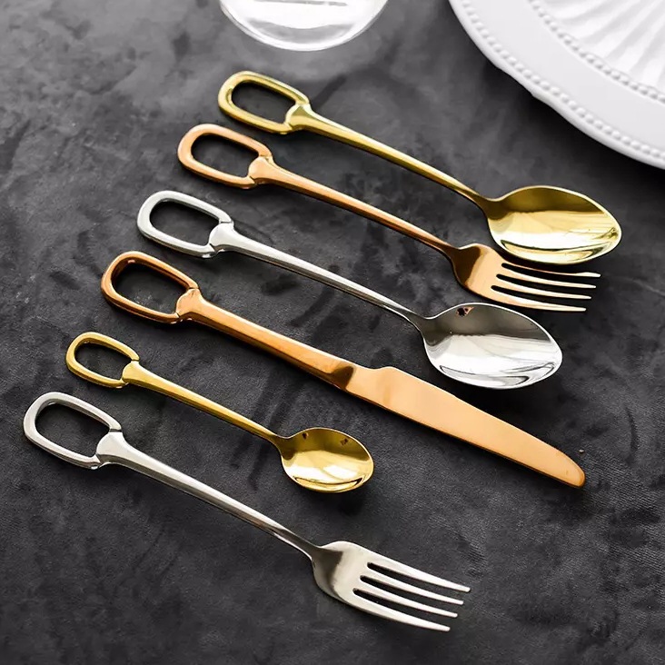 304 Stainless Steel Hook Table Spoon Knife and Fork Creative Children's Western Tableware
