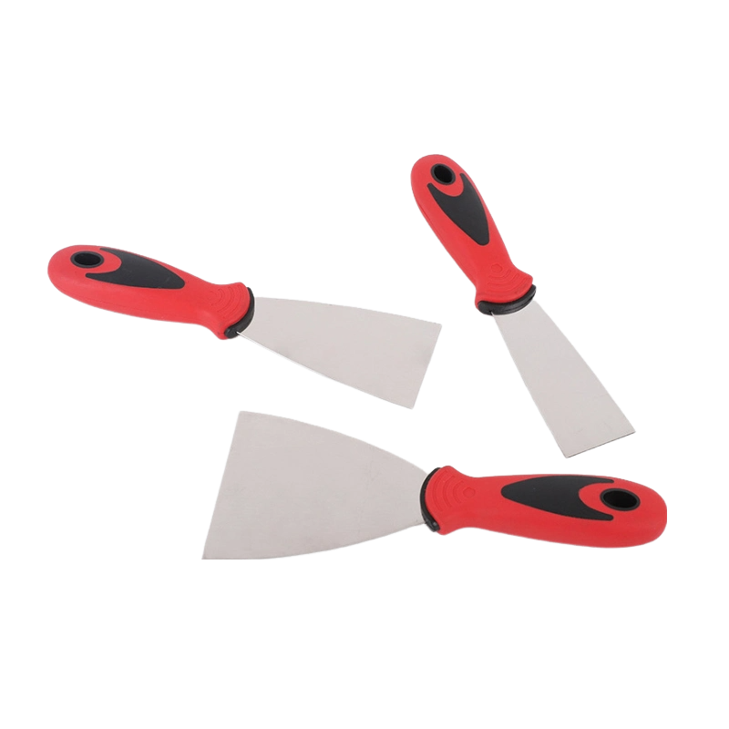 Factory Direct Sales Red Handle Putty Knife Customizable Plastic Handle Scraper Spatula Set