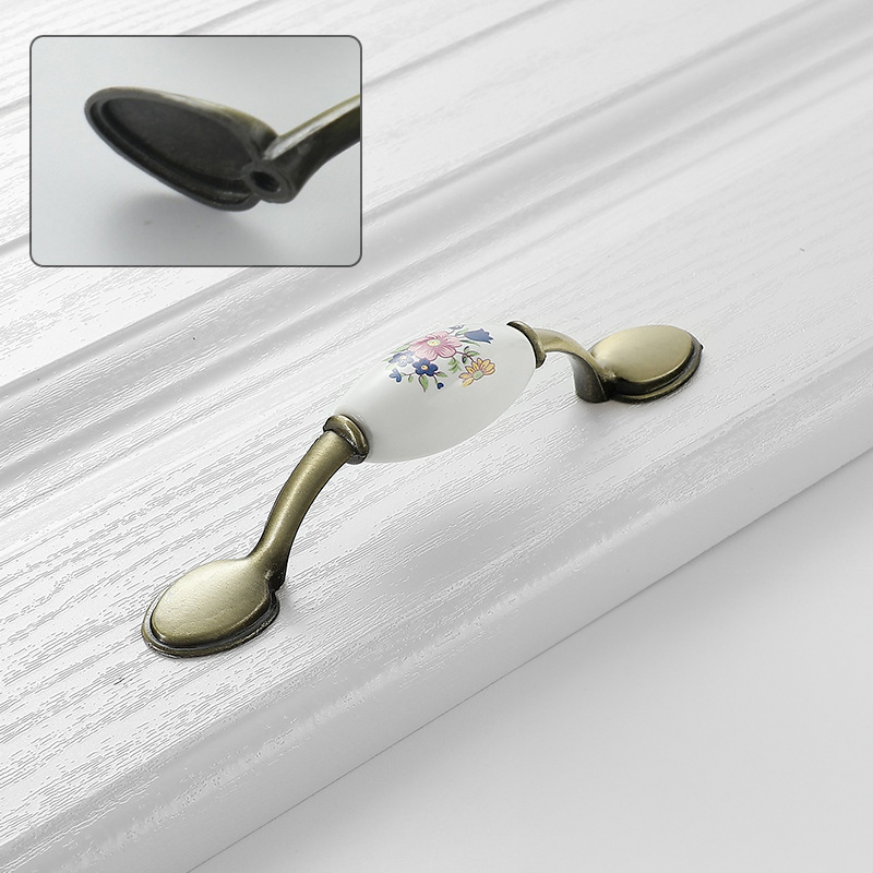 European Ceramic Door Pull Handles Zinc Alloy Hardware Handle