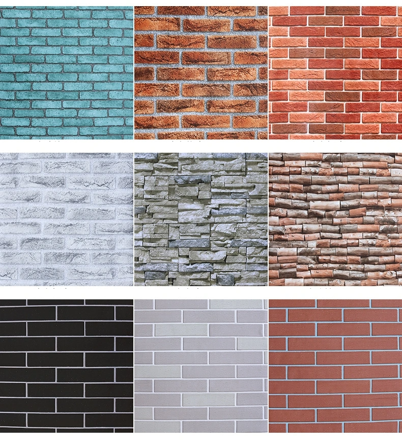 Building Materials New 3D Stone Brick PVC Vinyl Wholesale Cheap Home Wallpaper