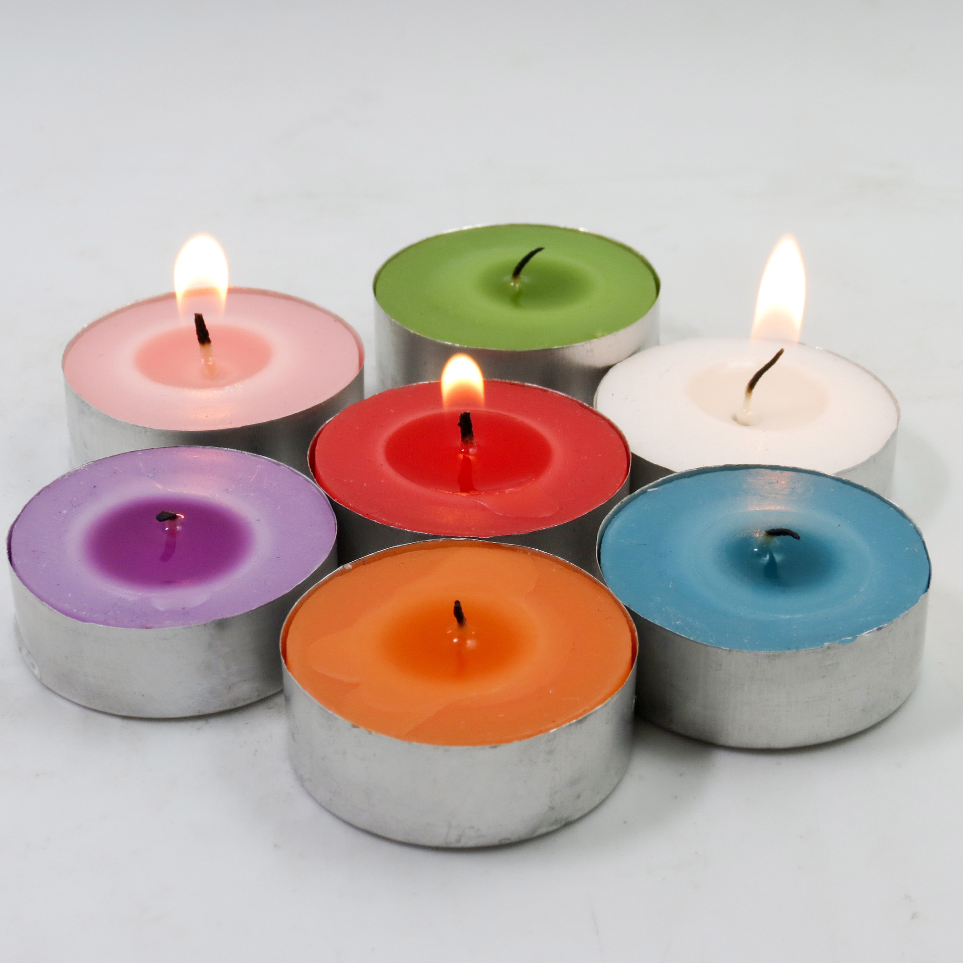 Long Burning Colored Smokeless Mini Unscented Votive Tealight Tea Candles