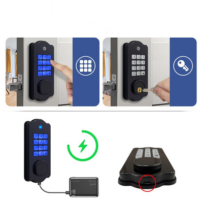 Electronic Keyless Keypad Entry Smart Fingerprint Wifi Keyless Entry Door Locks With Handle