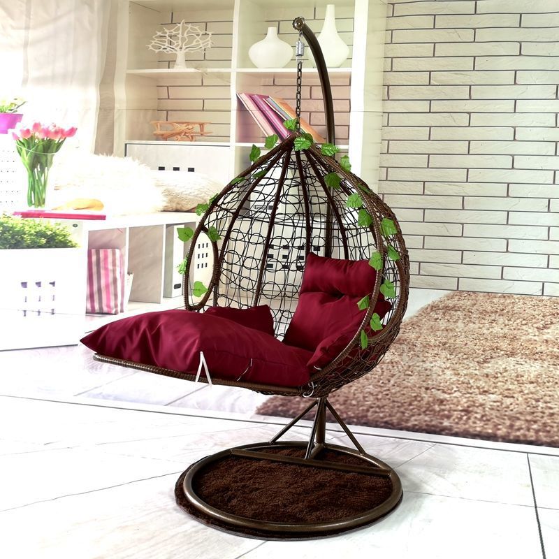 Outdoor Cozy Rattan Egg Hammock Basket Swing Chair With Foot Rest