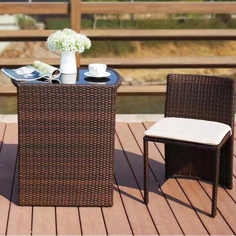 Outdoor Wicker Small Patio Furniture Set Table And Chairs For Balcony