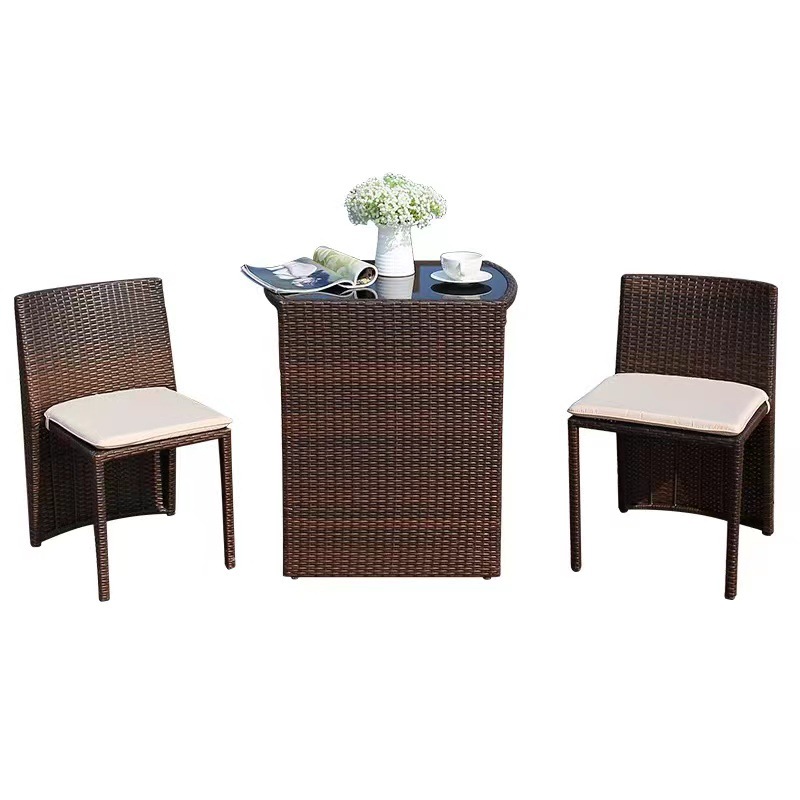 Outdoor Wicker Small Patio Furniture Set Table And Chairs For Balcony