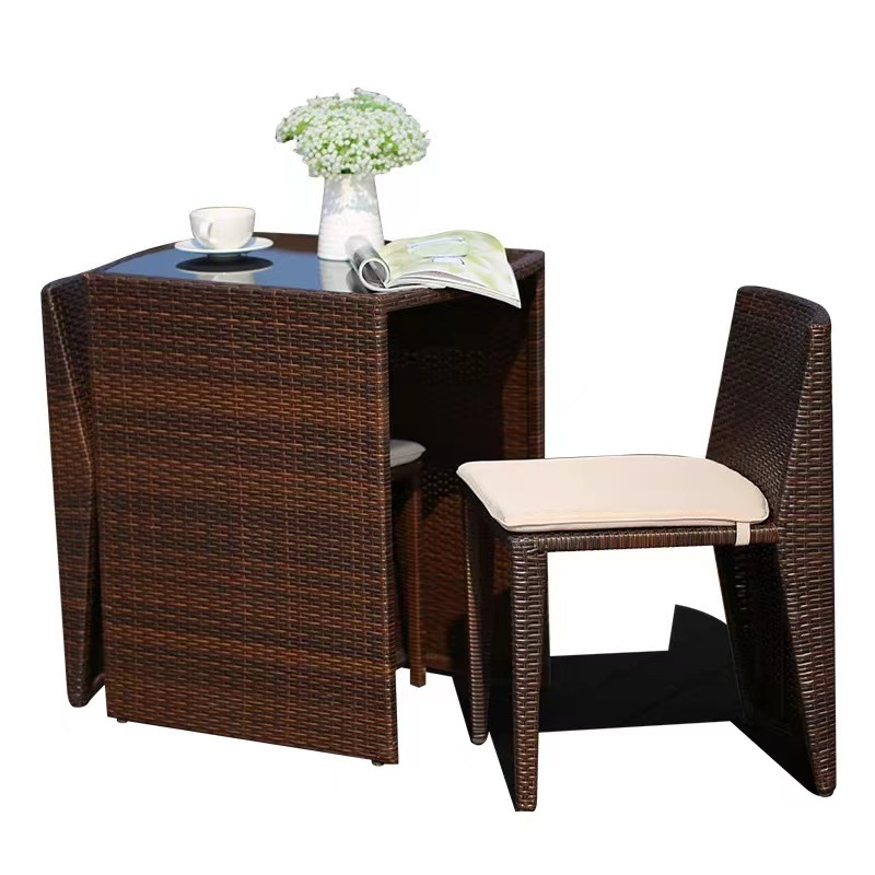 Outdoor Wicker Small Patio Furniture Set Table And Chairs For Balcony