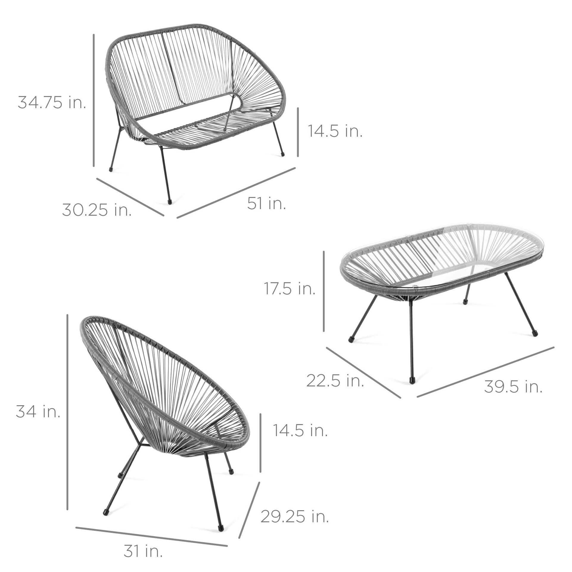 Outdoor 4 Pieces Nordic Modern Garden Hotel Furniture Pool Backyard Conversation Chair And Table Set