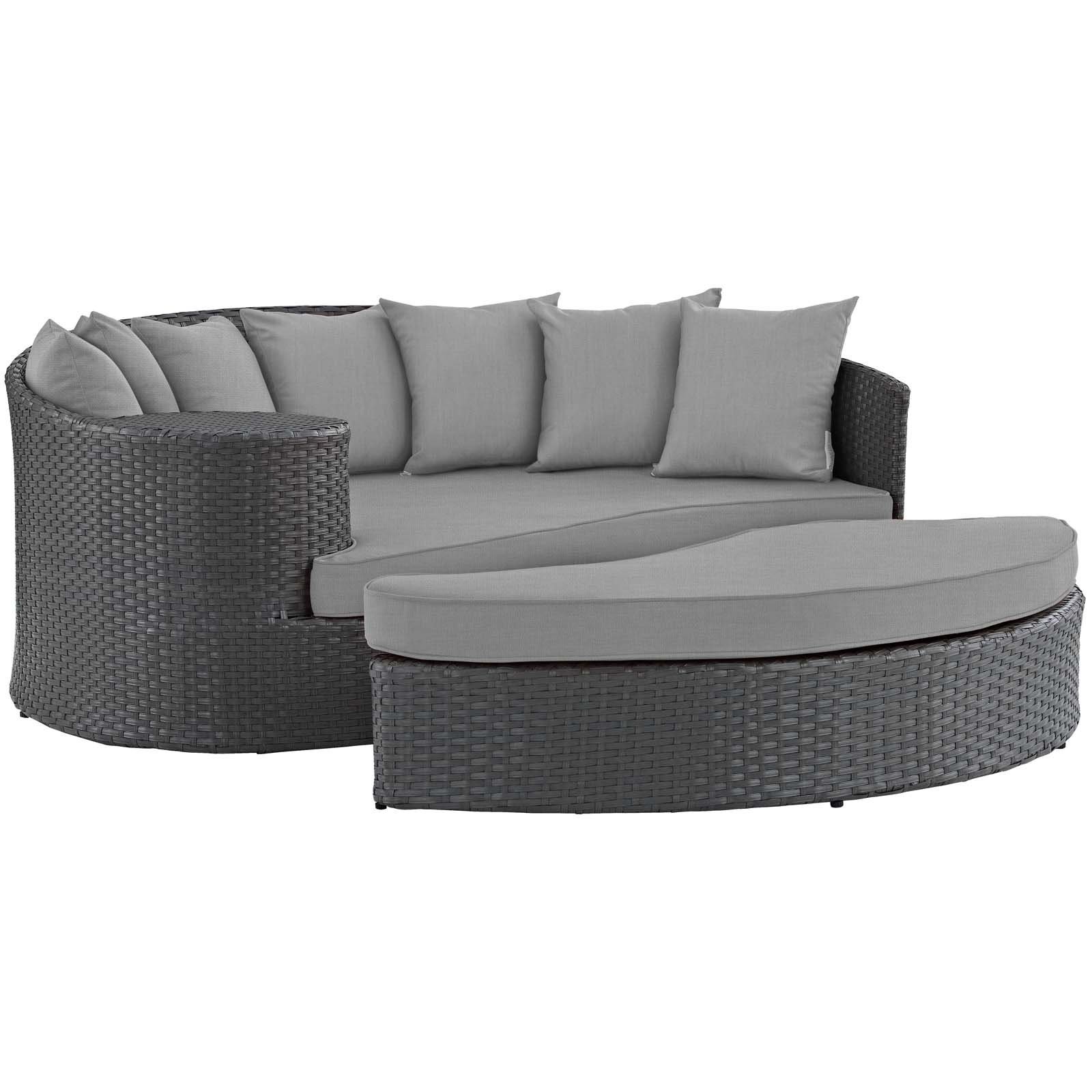 Outdoor Wicker Seat Simple Black Patio Metal Courtyard Leisure Garden Furniture Set Daybeds