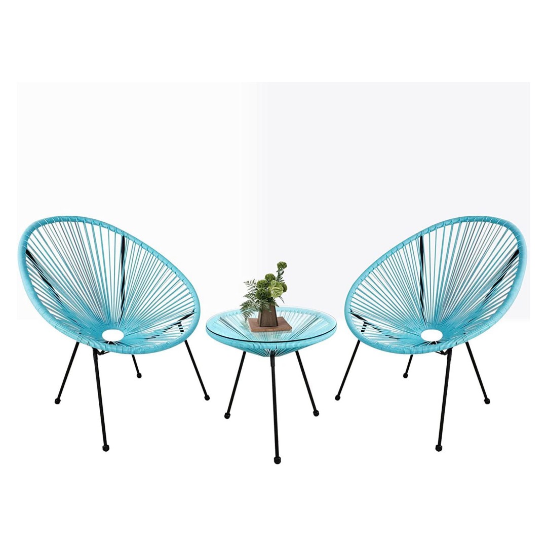 Modern Wicker Outdoor Furniture Backyard Patio Balcony Chair Set For Small Balconies