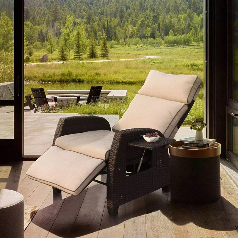 Outdoor Adjustable Terrace Rattan Wicker Sofa Set Garden Patio Backyard Chairs