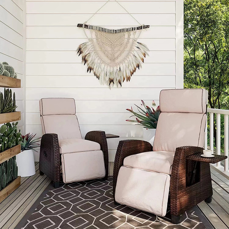 Outdoor Adjustable Terrace Rattan Wicker Sofa Set Garden Patio Backyard Chairs