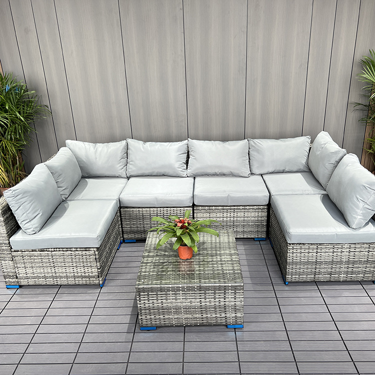 Outdoor Assembled Balcony Courntyard Frame Garden Furniture Wicker Patio Sofa Set