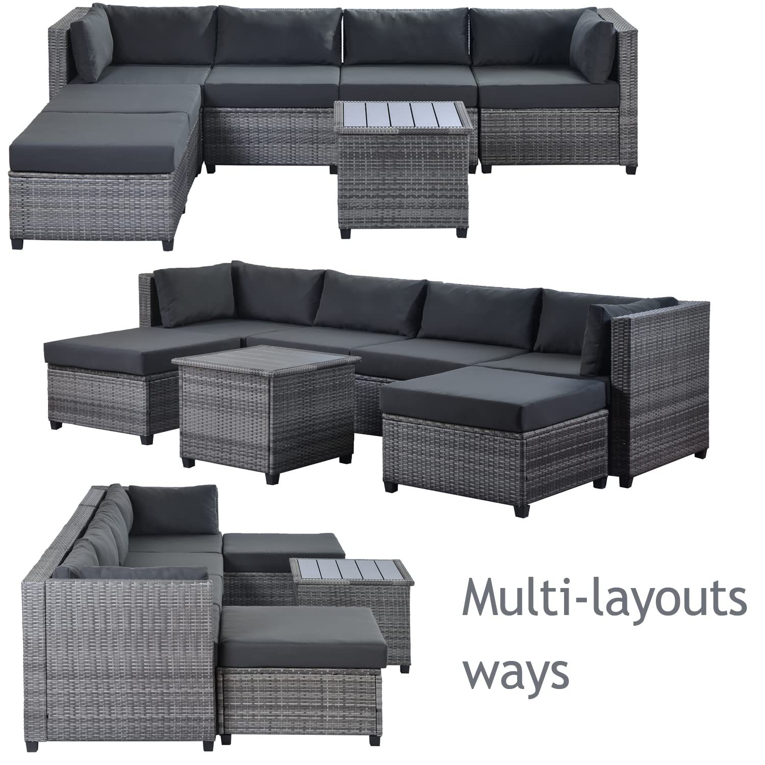 Outdoor Outside Rattan Backyard Wicker Patio Sectional Furniture Couch Set