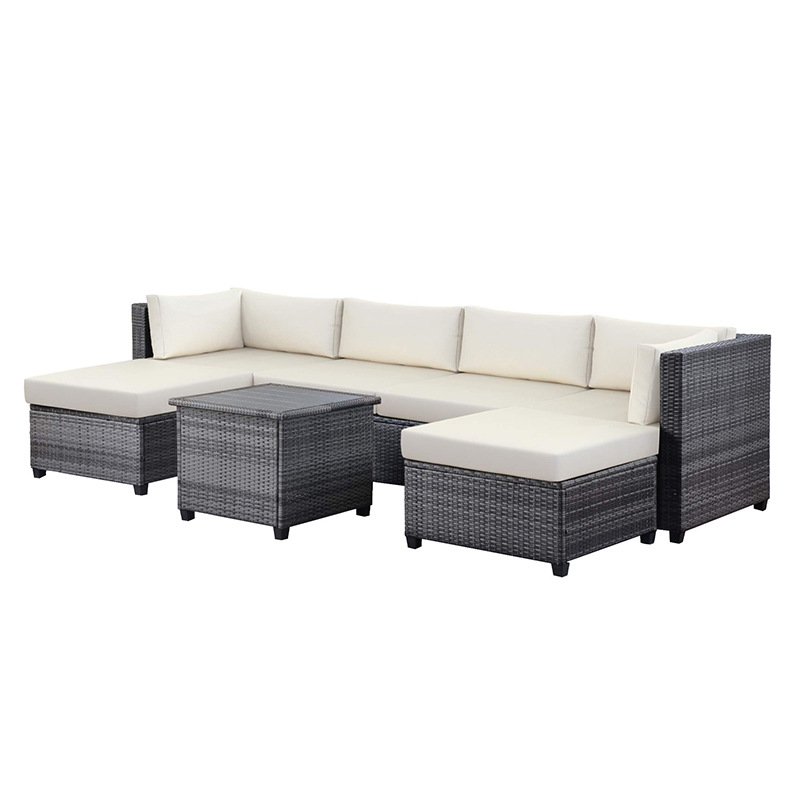 High Quality Garden Comfortable Sectional Rattan Coach Grey Patio Furniture Sets