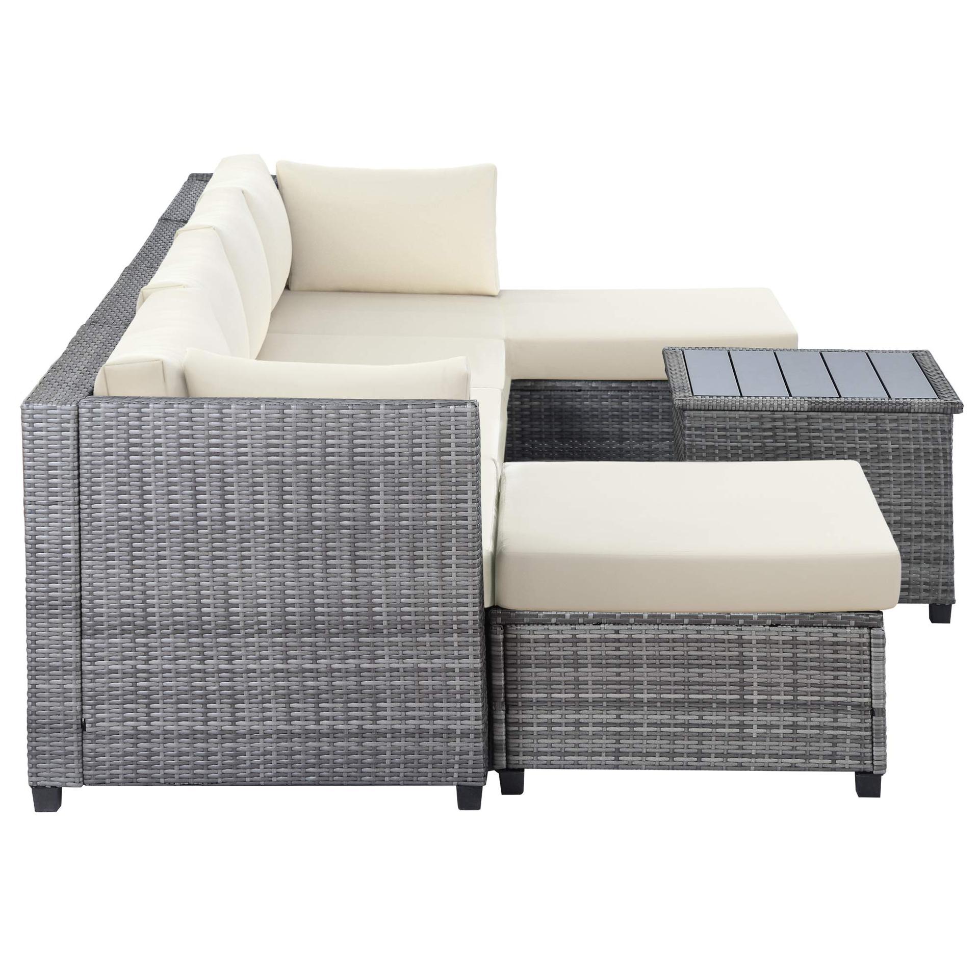 High Quality Garden Comfortable Sectional Rattan Coach Grey Patio Furniture Sets