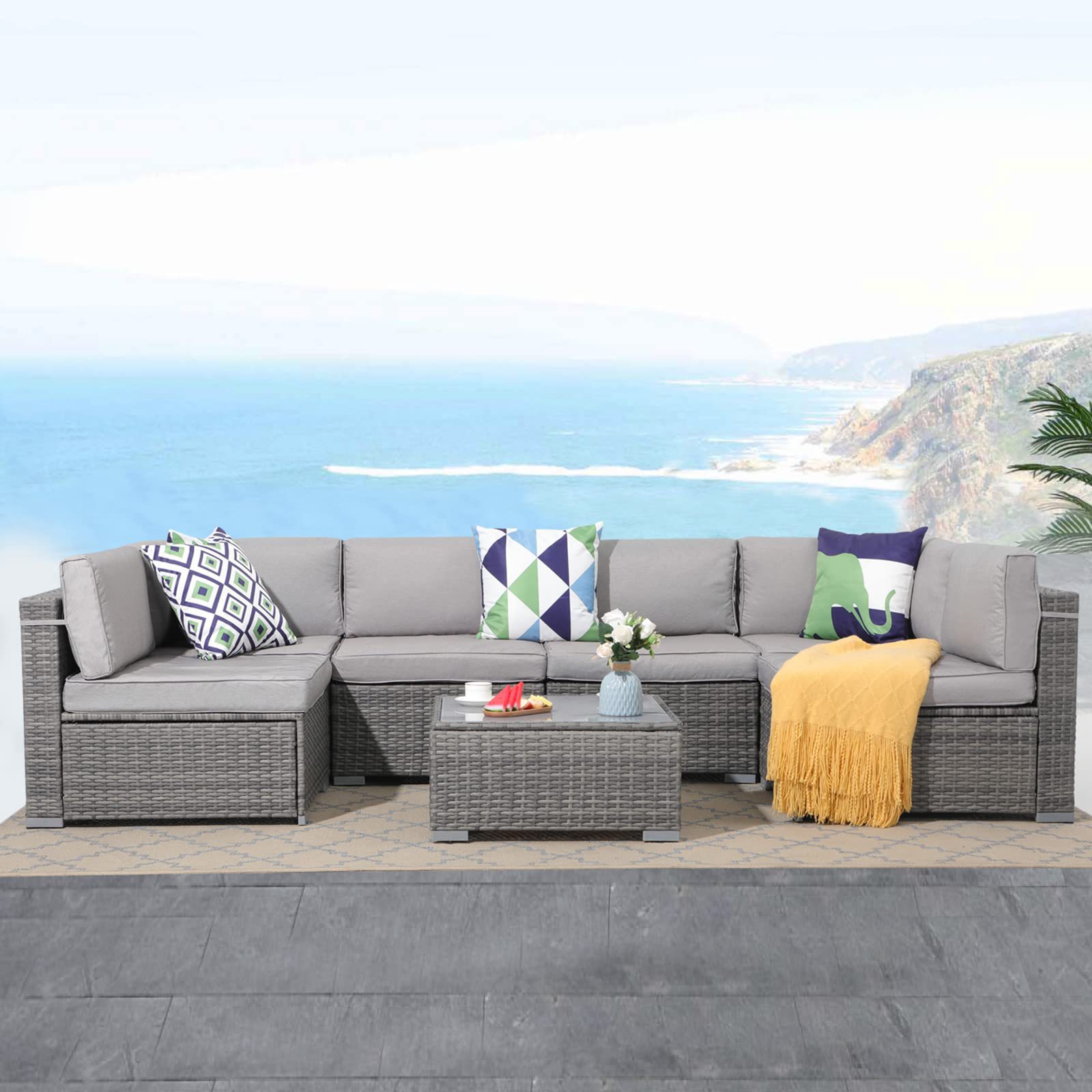 Outdoor Garden Lounge Free Combination Balconcy Contemporary Patio Furniture Sofa Set