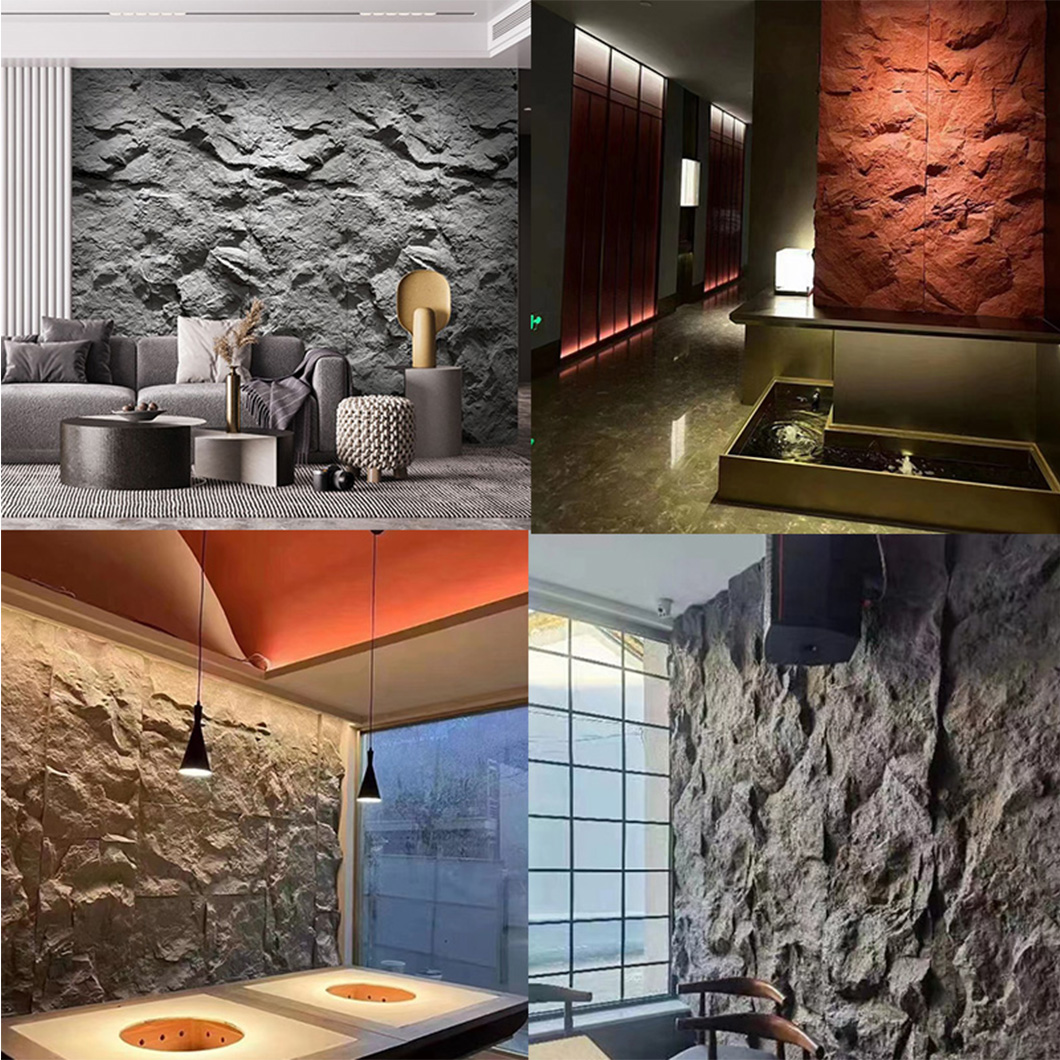 3d Interior Exterior Waterproof Decorative Living Room Faux Pu Stone Tiles For Walls