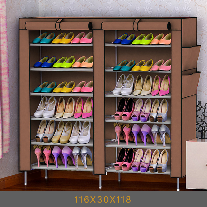 Wholesale Non Woven Folding Fabric Shoe Cabinet Storage 7 Tiers Rack Tall Shelf With Cover For Bedroom