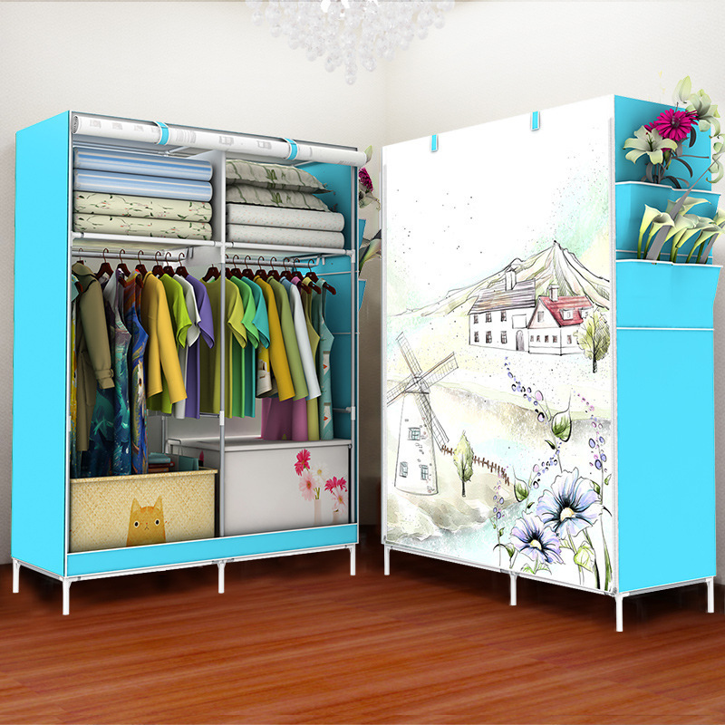 Heavy Duty Fabric Wardrobe Cabinet Closet Organizer For Bedroom Hanging Clothes