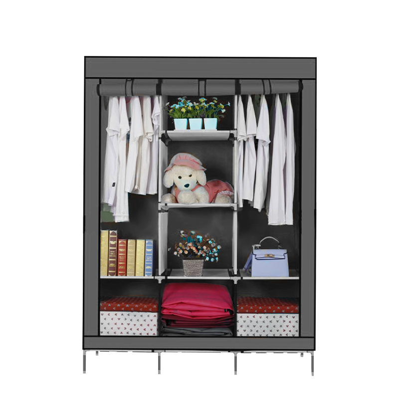 Portable Clothes Closet Orangnizer And Storage Hanging Clothes Rack With Cover