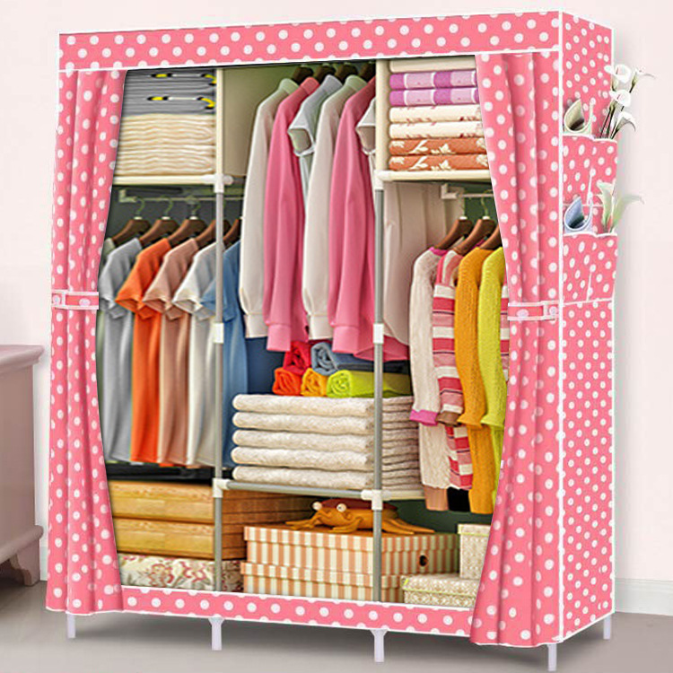 Simple Household Bedroom Cloth Cabinet Frame Strong And Durable Thickened Reinforced Storage Hanging Wardrobe
