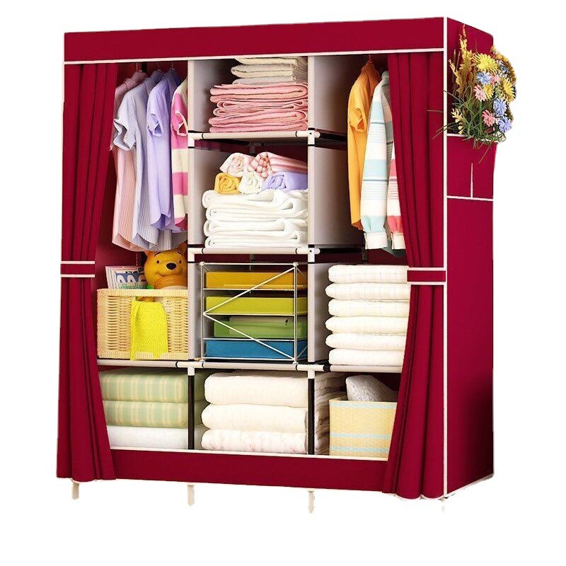 Simple Household Bedroom Cloth Cabinet Frame Strong And Durable Thickened Reinforced Storage Hanging Wardrobe
