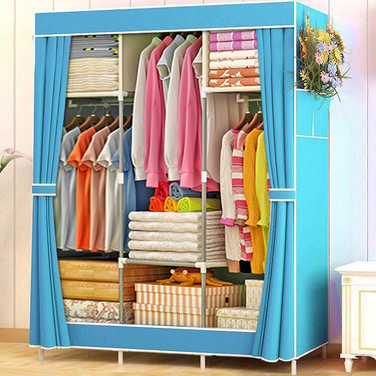 Wholesale Price Modern Portable Closet Simple Assemble Fabric Wardrobe Storage Cabinet With Cover