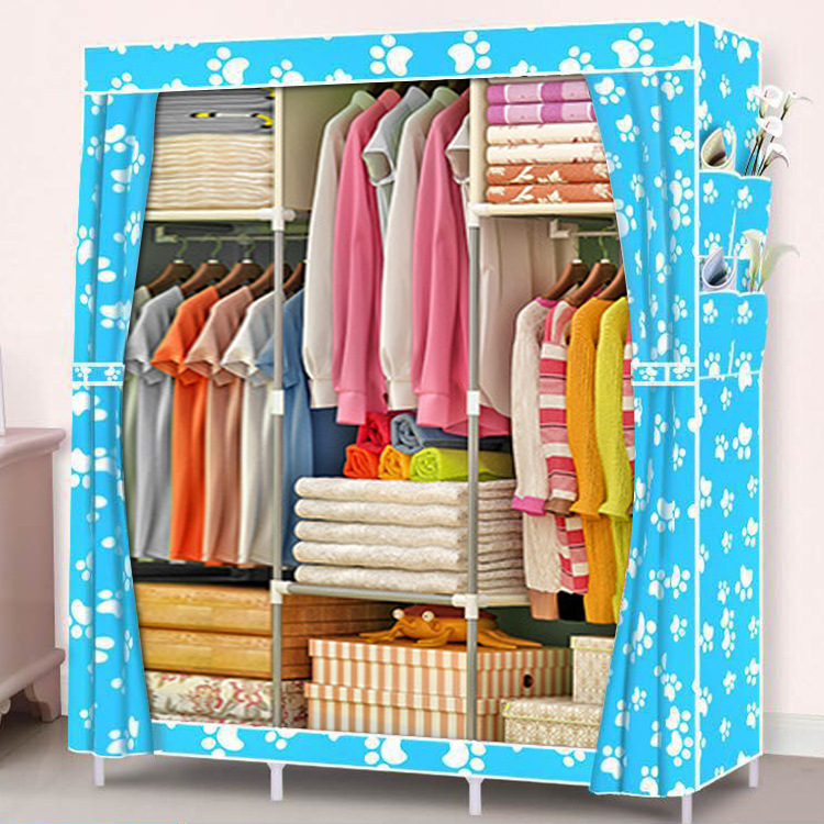 Wholesale Price Modern Portable Closet Simple Assemble Fabric Wardrobe Storage Cabinet With Cover