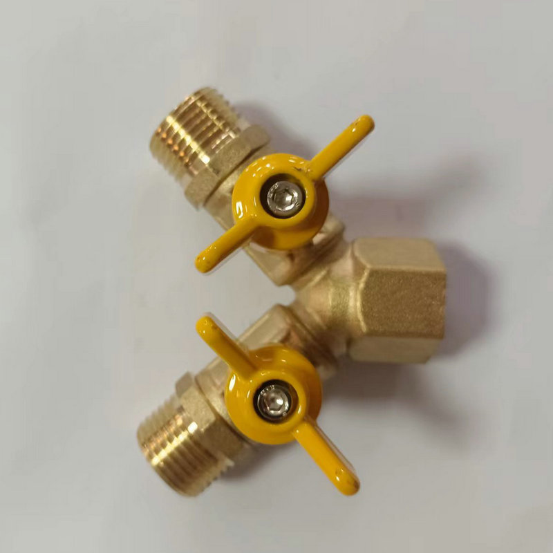 Y Sharp Wing Butterfly Handle Male Threads 3 Way Gas Manifold Double Fork Gas Line Ball Valve