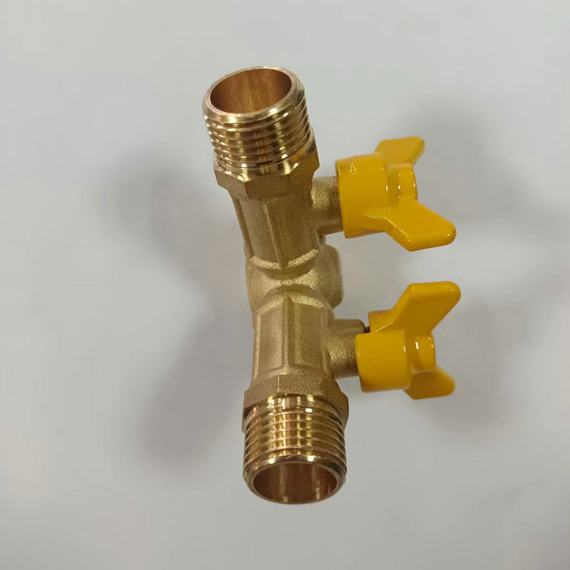 Switch Brass Outer Wire Y Type Three Way Double Fork 3 Way Gas Ball Valve