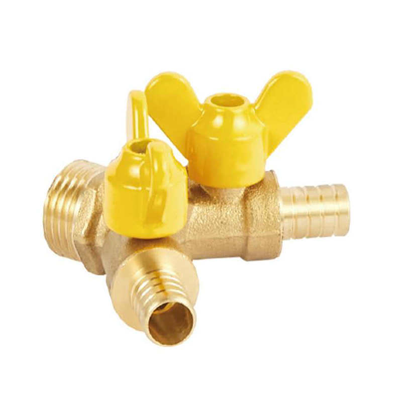 Copper Thickened Dn15 1/2inch 1.6mpa Three Way Gas Valve Y Shaped Inner And Outer Ball Valve