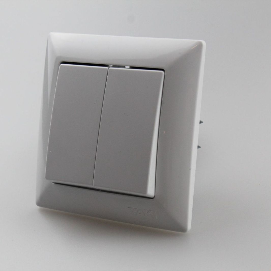 European Standard Pc Frame 2 Gang 1 Way Light On Off Wall Switch Push Button