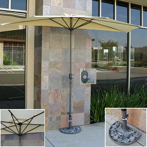 Outdoor Patio Backyard Rectangle Umbrella With Stand And Base Clamp For Sun