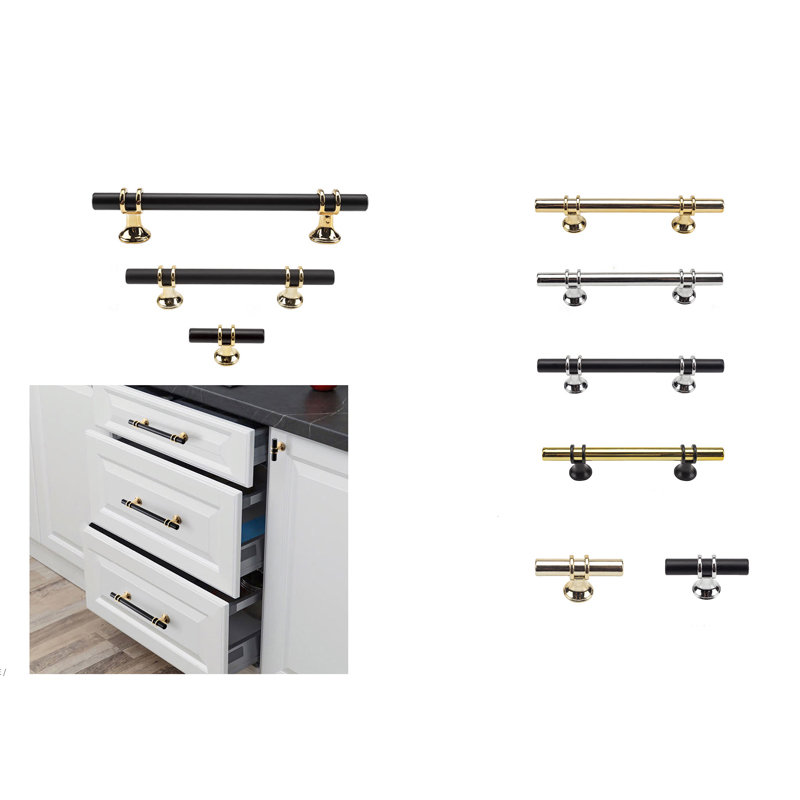New Design Furniture Hardware Black Gold Brass Cabinet Wardrobe Pull Handles For Drawer