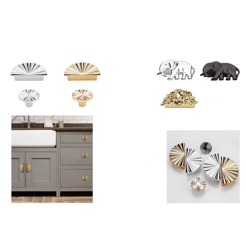 Modern Furniture Decoration Nordic Fan Animal Shape Round Knobs For Kitchen Cabinets