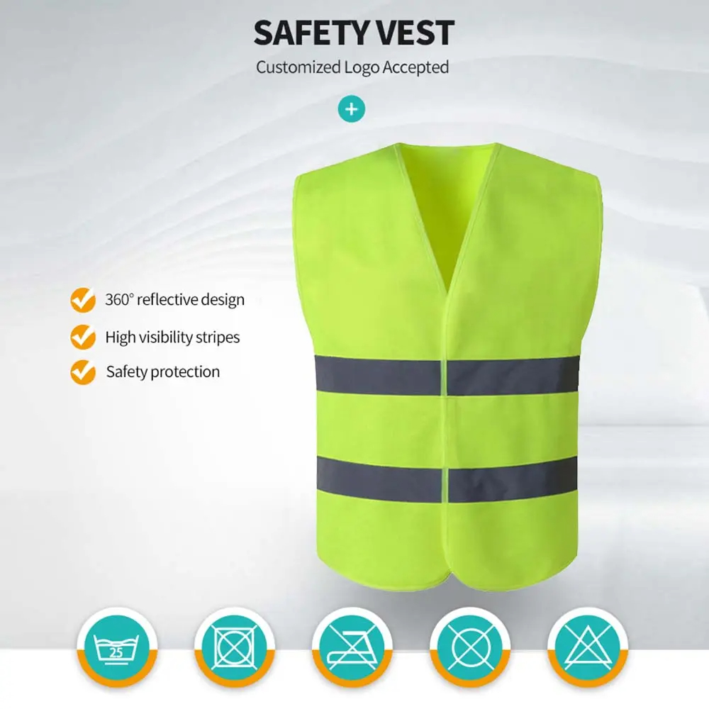 Hi Vis Green Reflective Safety Traffic Construction Security Vest For Adults Men