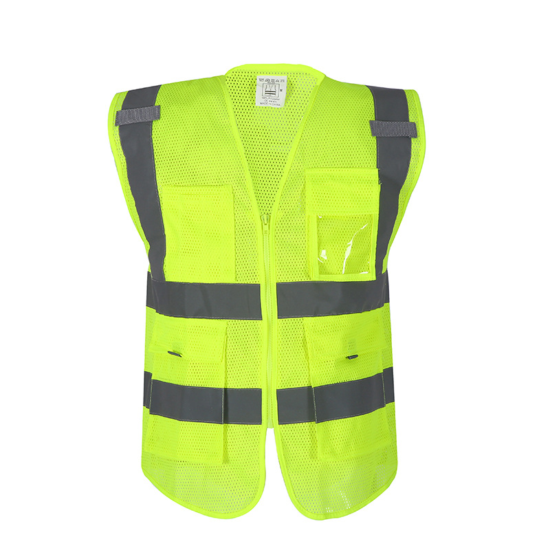 Custom Logo High Visibility Clothing Yellow Orange Mesh Pvc Quick Dry Black Refletive Vest For Men