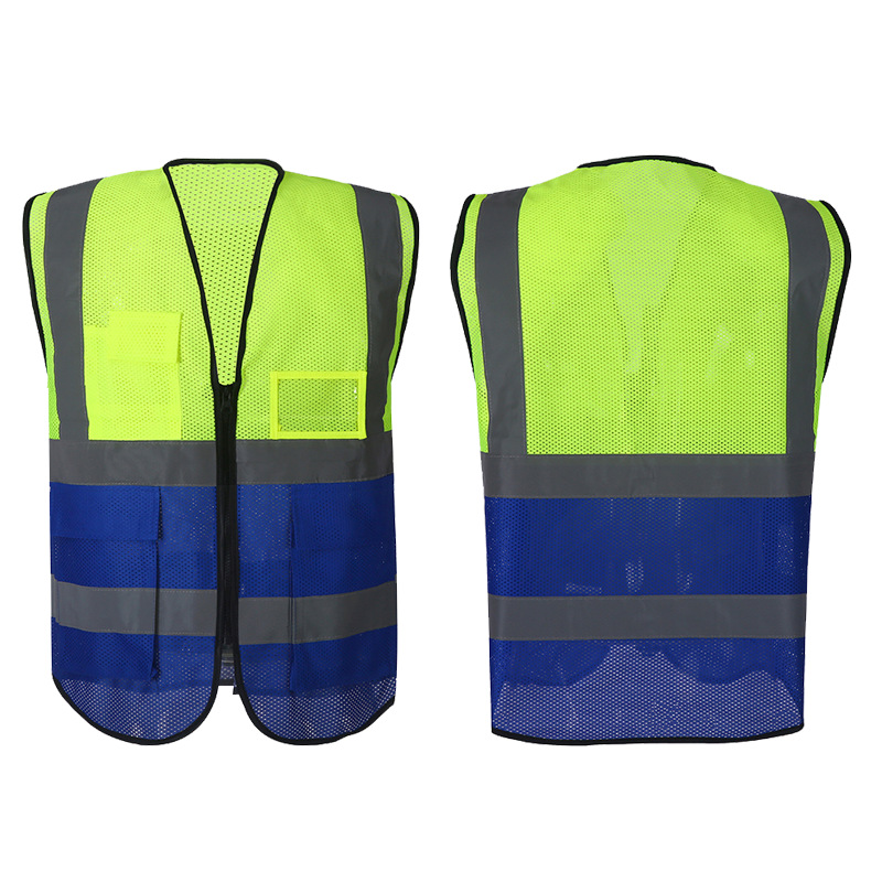 Custom High Visibility Construction Mens Safety Security Hi Vis Vest With Logo Pockets