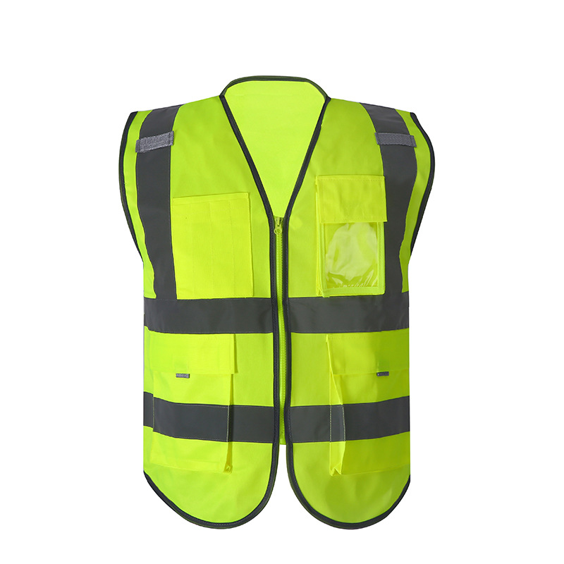 Custom High Visibility Clothing Heavy Duty Construction Mens Reflective Vest With Pockets